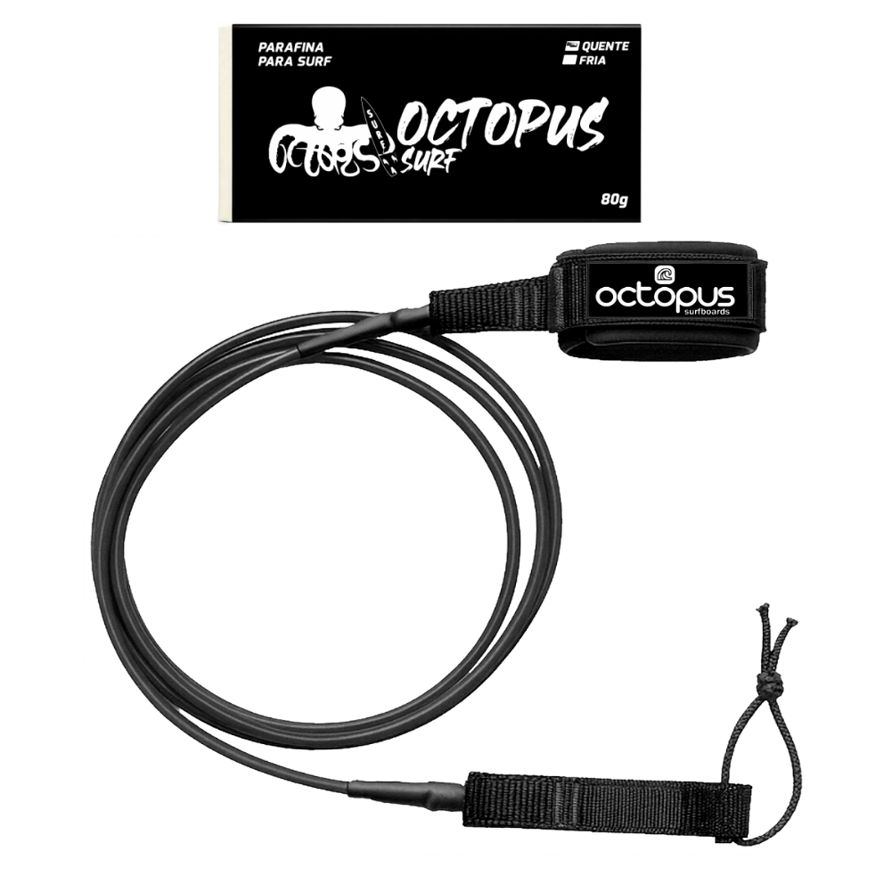 Leash Prancha De Surf 6´ Com 2 Giradores + Parafina Surf Wax