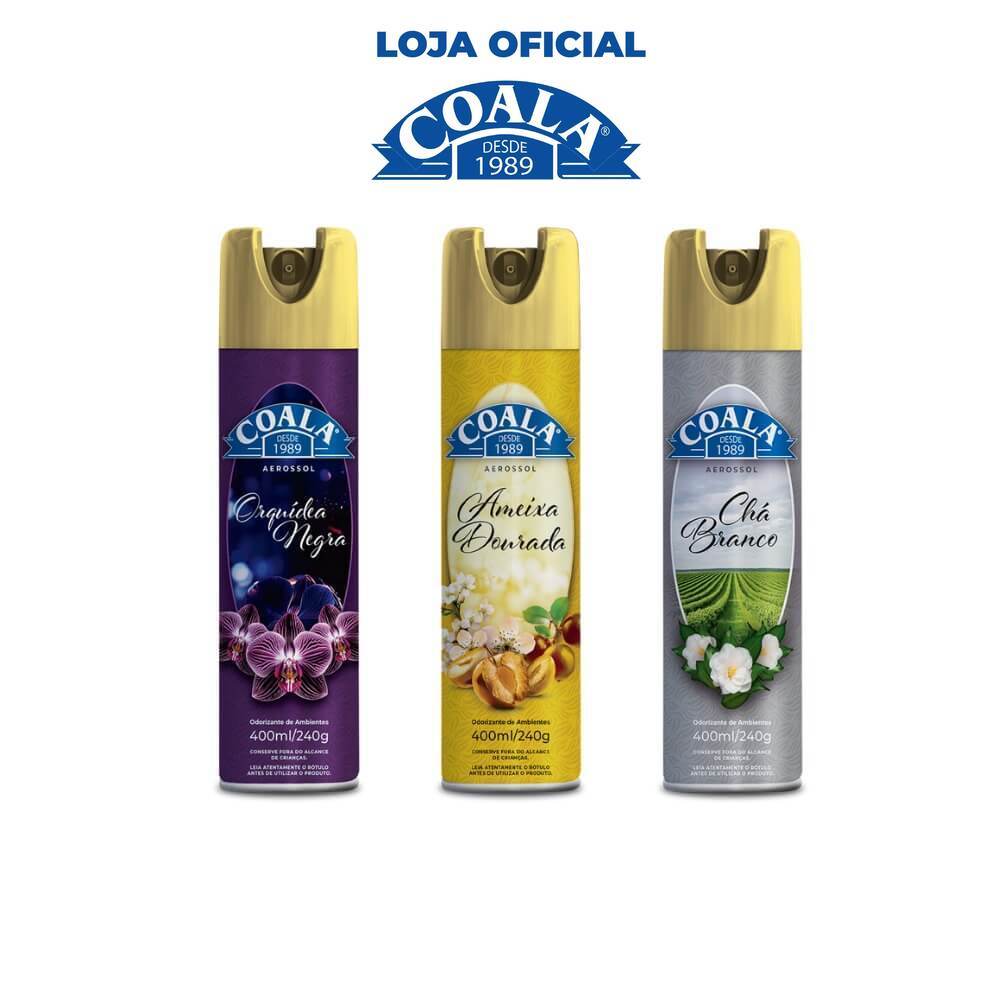 Kit Coala Aerossol Chá Branco + Orquídea Negra + Ameixa Dourada