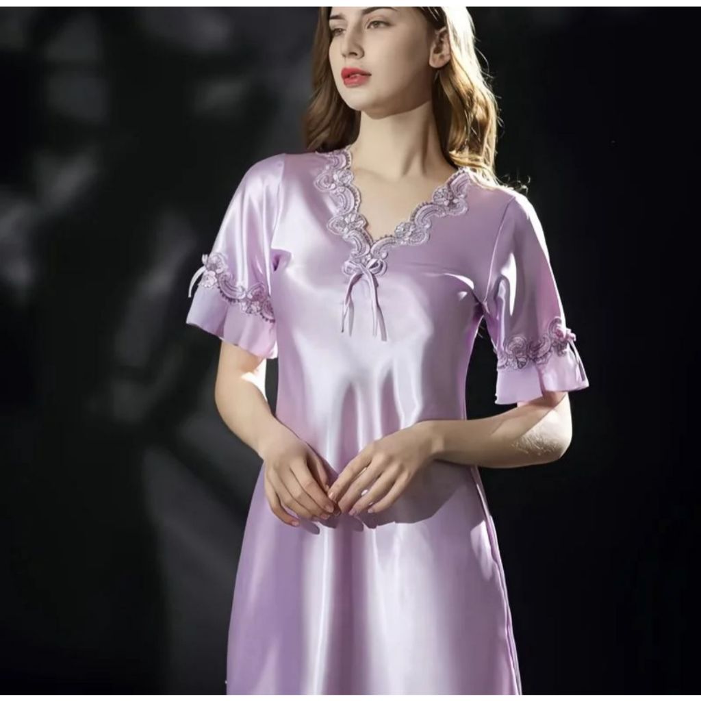 Raw Roupas vestido de dormir de renda com efeito refrescante