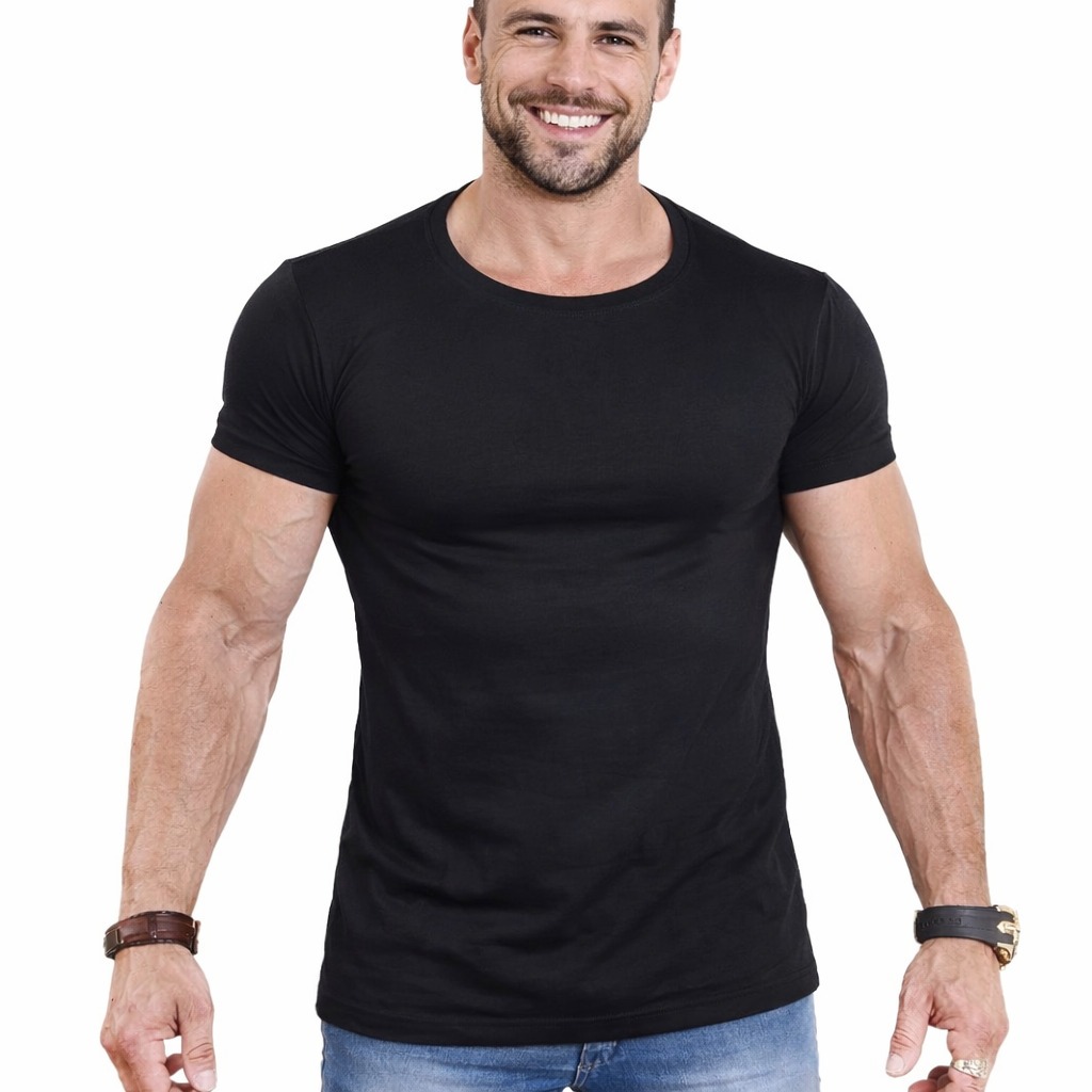 Camiseta Lisa Basica Camisa Masculina Justa Ao Corpo Manga Curta Algodão em Oferta na Shopee