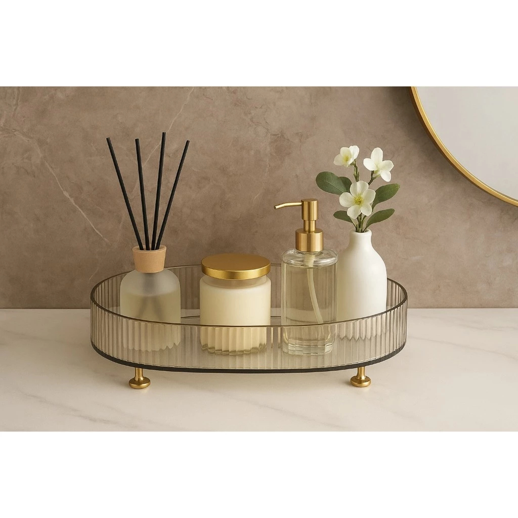 Caixa Organizadora De Mesa Bandeja Multiuso Para Maquiagem e Perfume Transparente em Oferta na Shopee