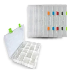 Estojo Rochel Pesca Box 30 para isca artificial anzol e chumbada com Fundo e Tampa Transp com travas colorida 16 Div