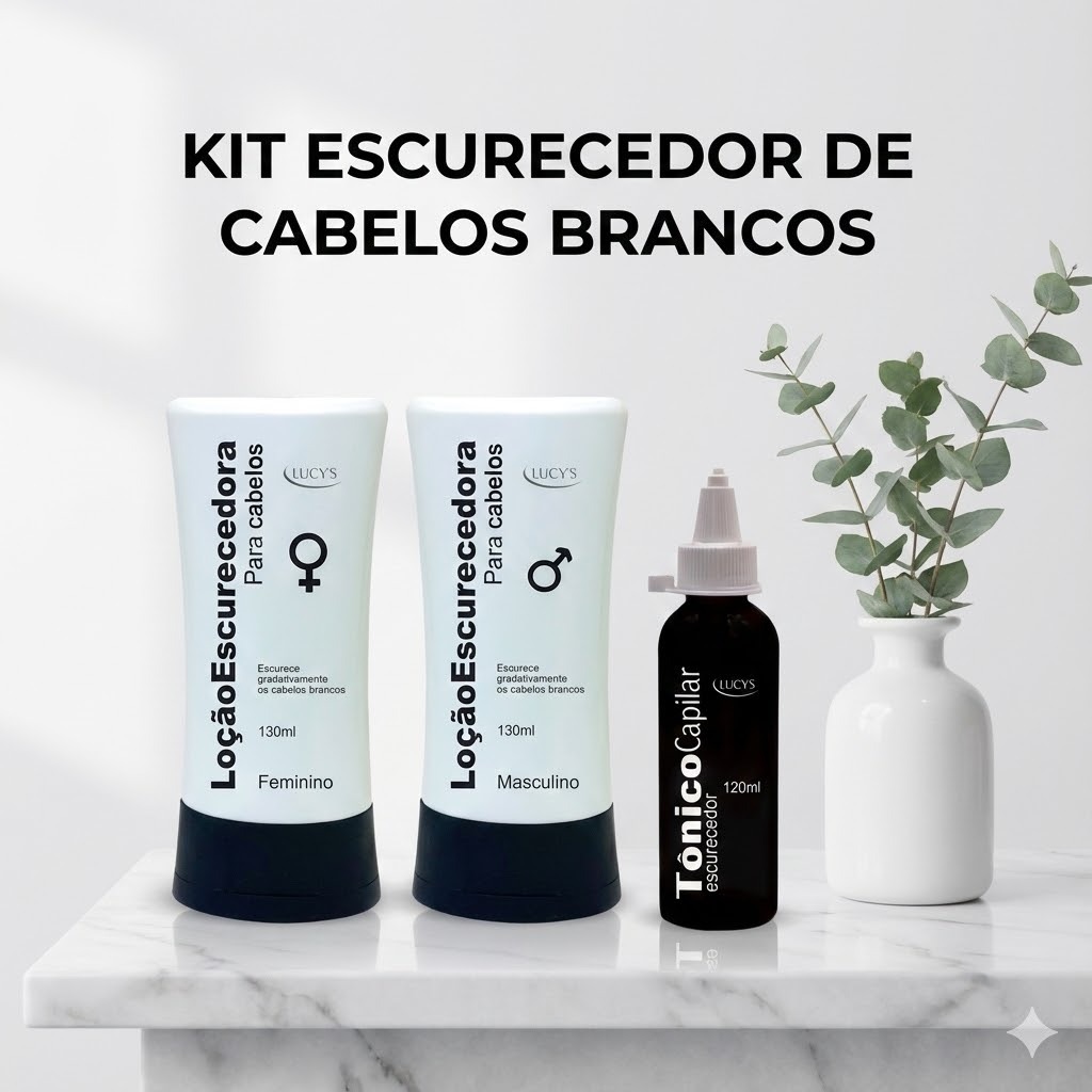 Kit Escurecedor para Cabelos, Tônico Loção Feminina e Masculina