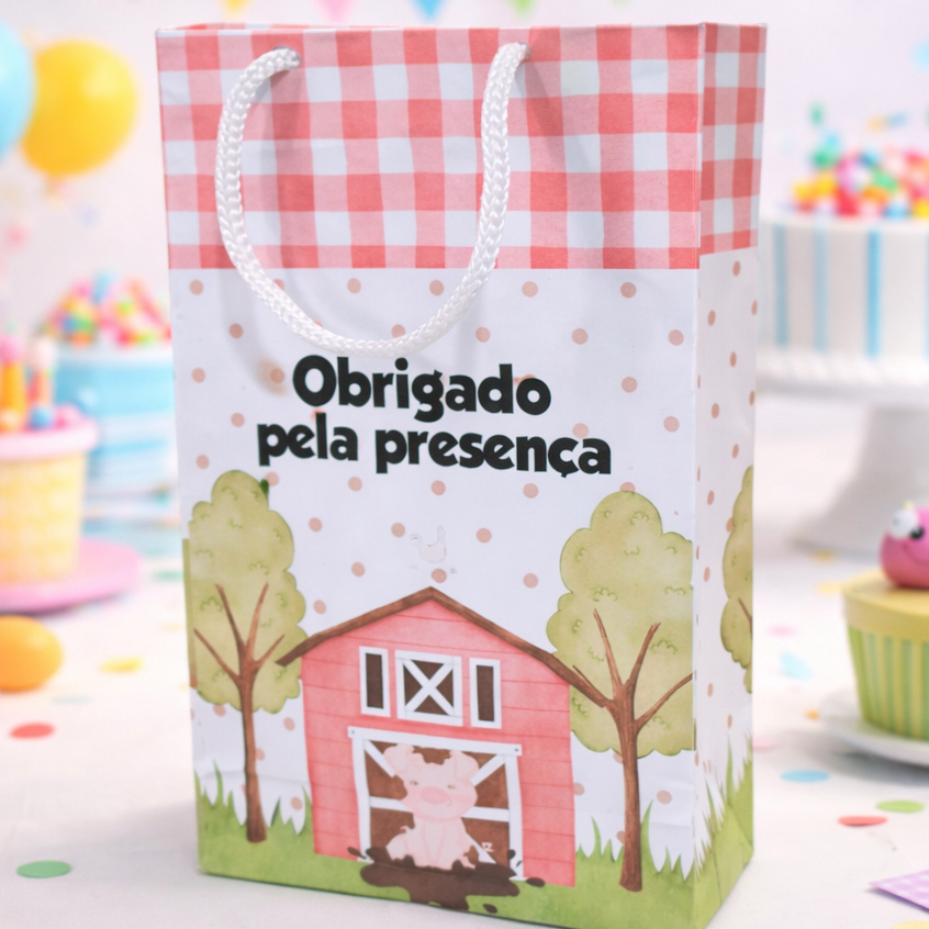 50 Sacolinha Fazendinha Vermelha  Surpresa  Lembrancinha Personalizado para Festa e Aniversário Pegue e Monte