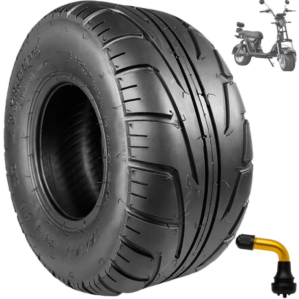 Pneu 205/60-8 + Bico Válvula Moto Sooter Elétrica Aro 8 - 18x800-8 - Citycoco - X7- WeHawk - Goo Elétricos - Shineray