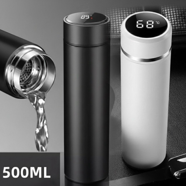 Garrafa Térmica de aço Inox 500ml- sensor de temperatura filtro/peneira de Inox (ideal para chás e infusões)