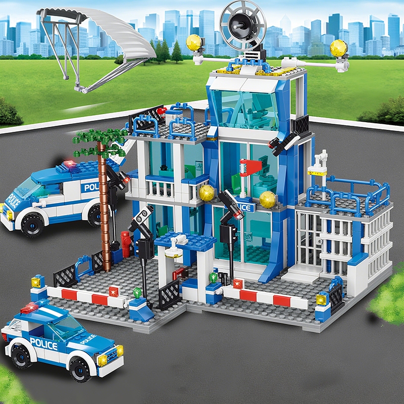 1256pcs Conjunto De Blocos De Construção Delegacia De Polícia Cidade SWAT Veículo Militar Brinquedo Educativo