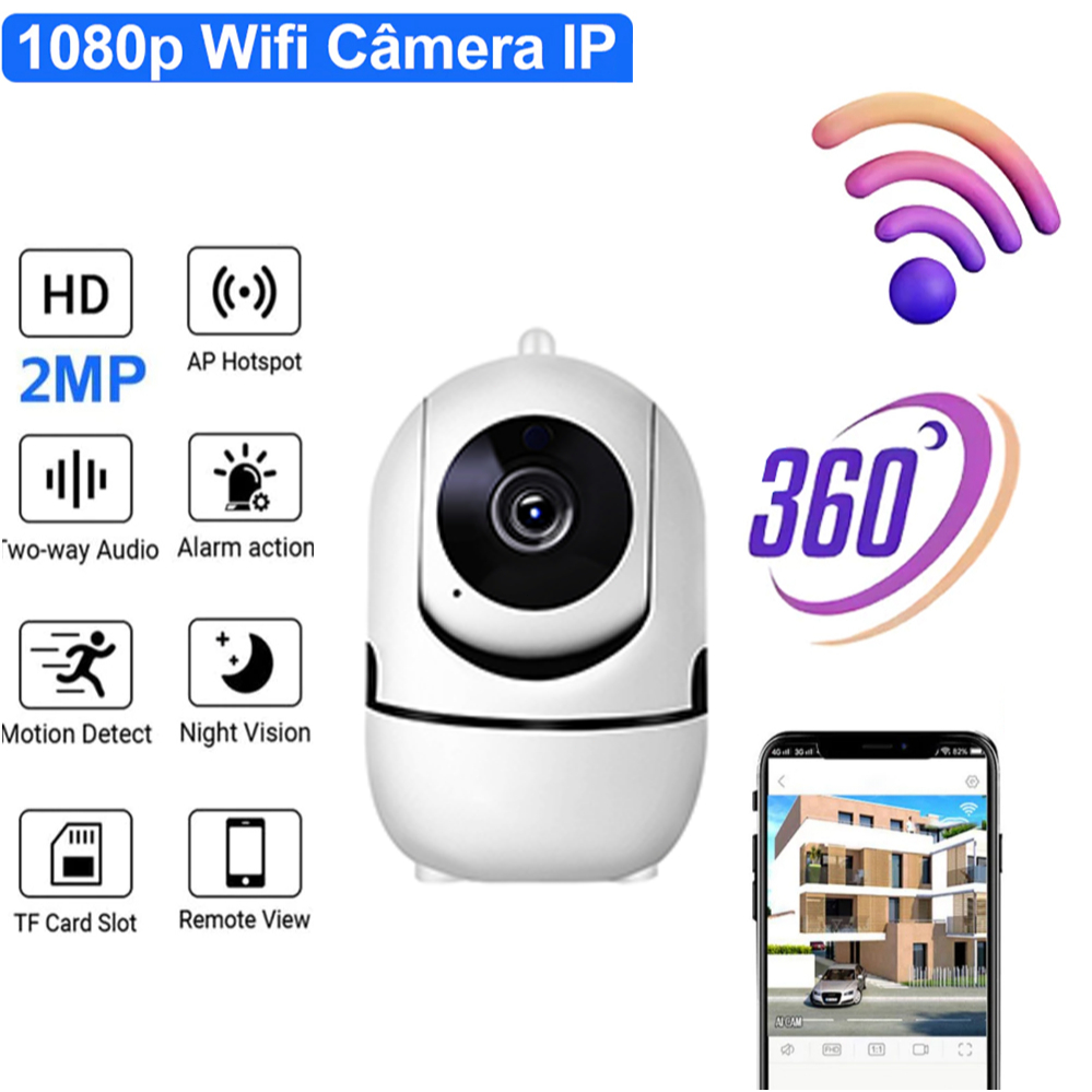 Câmera de Segurança Wi-Fi Full Color – Visão Noturna Colorida, IP44, Compatível com App Yoosee