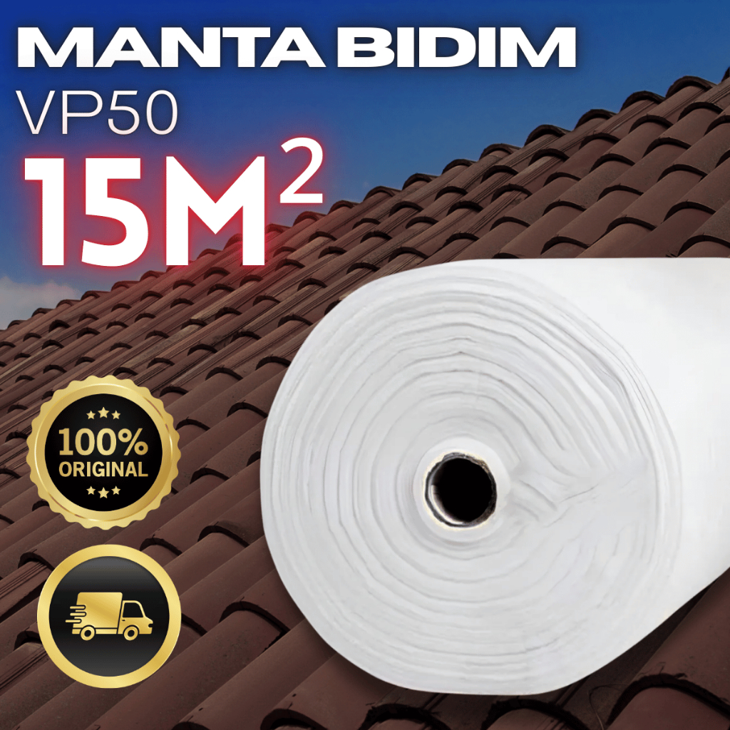 Manta Estruturante VP50 15m Impermeabilização Telhado Laje Cobertura Anti Fissuras Profissional