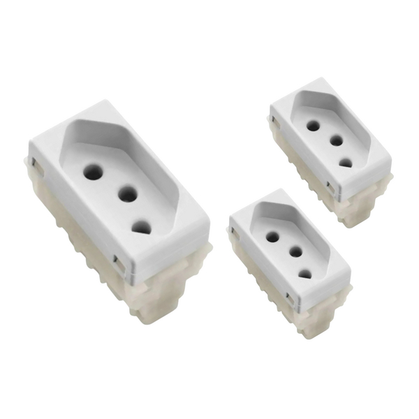 Kit 3 Módulos Tomada 2p+t 20a/250v Liz Branca Tramontina Branco