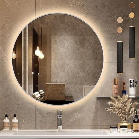 Espelho Redondo Lapidado Com LED Para Maquiagem Banheiro Quarto + SUPORTE em Oferta na Shopee