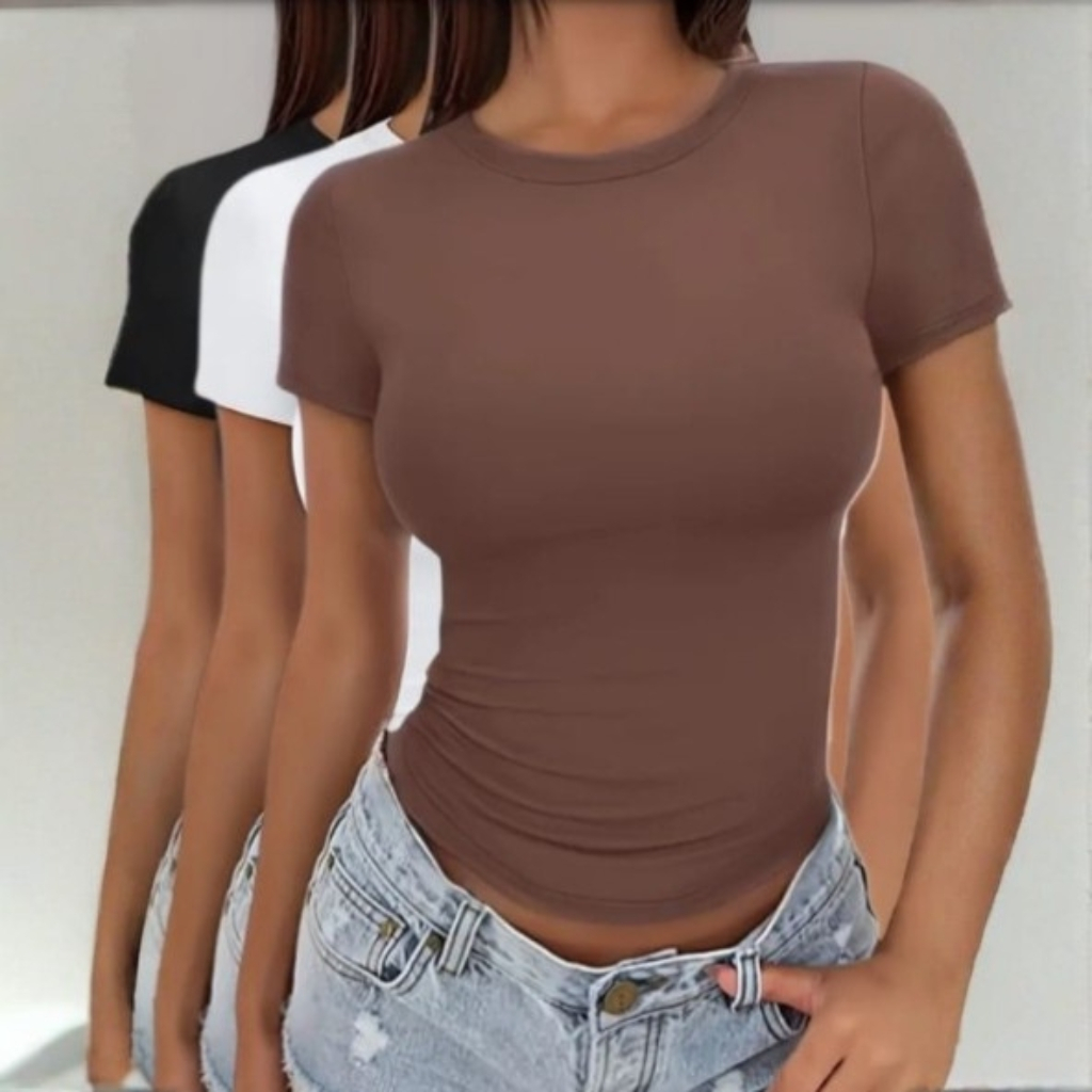 Blusa Feminina Manga Curta Suplex Forro Duplo Premium em Oferta na Shopee