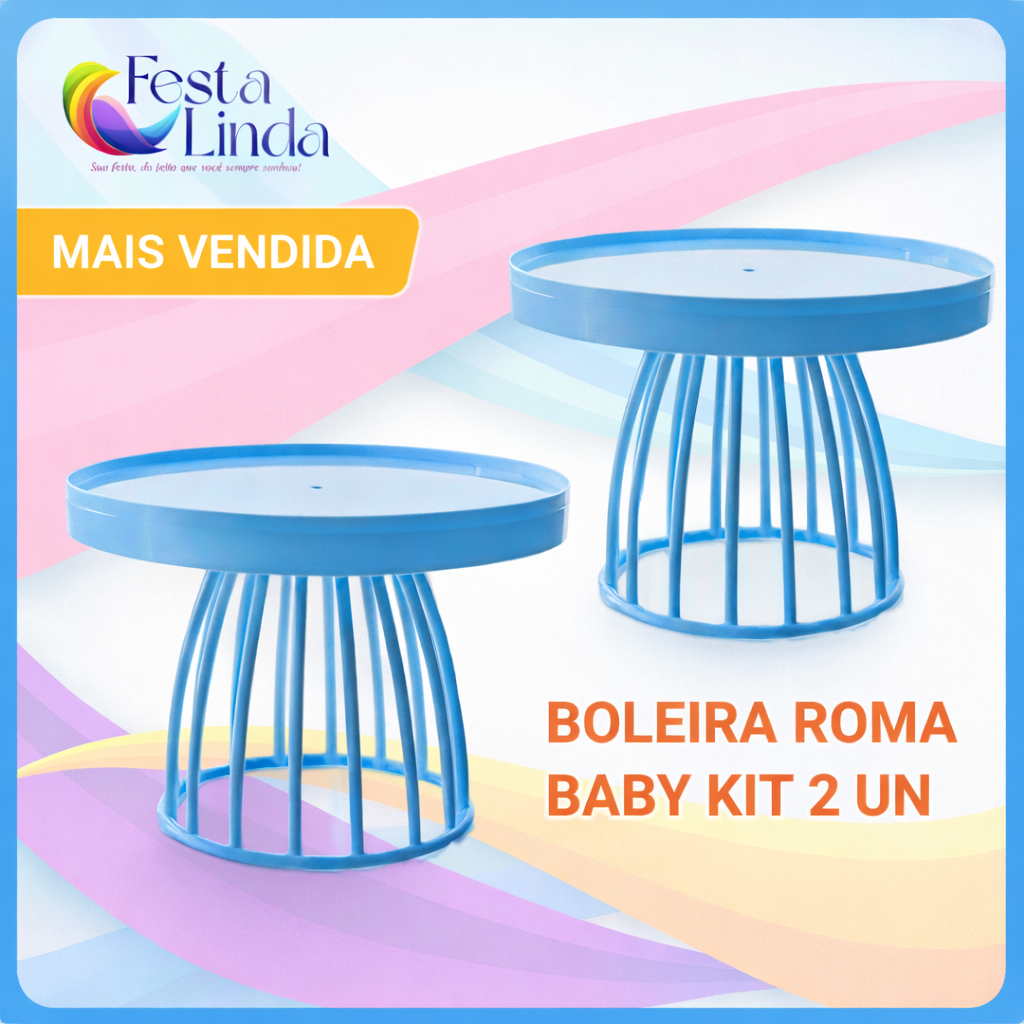 KIT  BOLEIRA ROMA BABY 18 CM 2 PEÇAS (para eventos, bolo e doces festa infantil, decoração em geral) em Oferta na Shopee