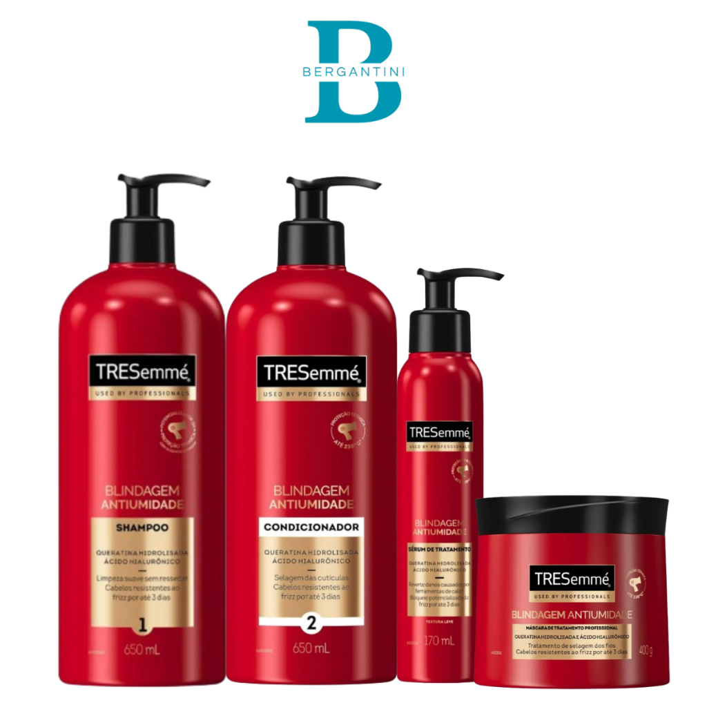 Kit TRESemmé Blindagem Antiumidade Shampoo e Condicionador 650ml + Sérum de tratamento 170ml + Máscara 400g