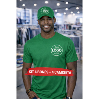 Kit 4 Bonés + 4 Camisetas com Sua Logo Uniforme Personalizado para Empresas em Oferta na Shopee