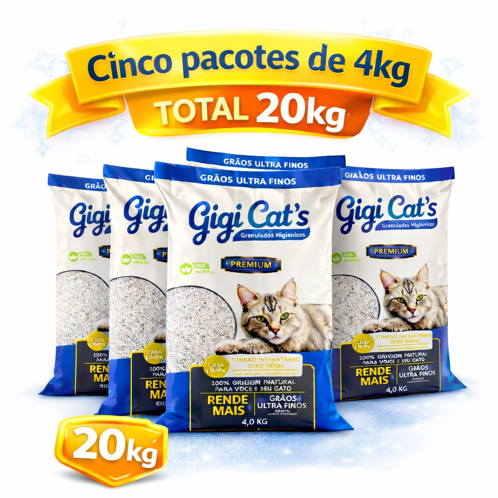 Kit 5 Areias Gatos Grão Extra Fino 4kg Gigi Cat's em Oferta na Shopee