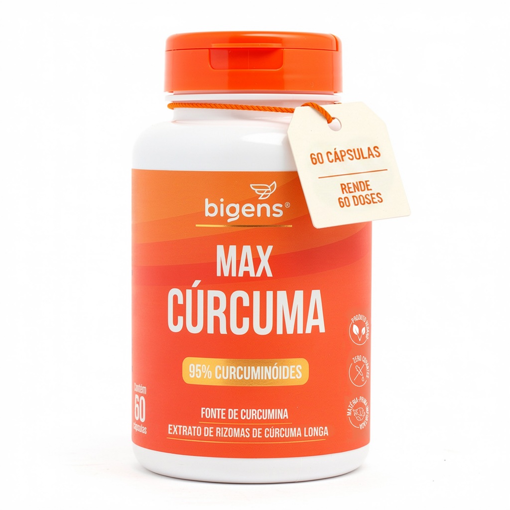 Max Cúrcuma, Curcumina Ativa Concentrada, 95% curcuminoides, 60 Cápsulas, Bigens em Oferta na Shopee