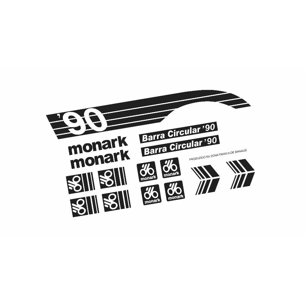 Adesivos Bicicleta Monark Barra Circular 1990 Preto