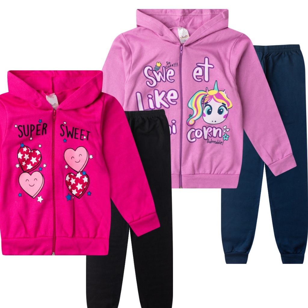 Kit 2 Conjuntos Infantil Menina Moletom Roupas Frio Inverno em Oferta na Shopee