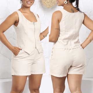 Conjunto de Alfaiataria Short e Colete social Tecido marrante Premium, Moda Social Elegante em Oferta na Shopee