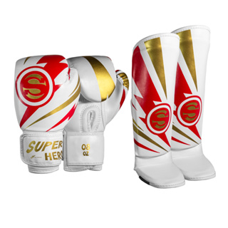 Kit Muay Thai Infantil Luva + Caneleira Super Hero Olimpo Esportes em Oferta na Shopee
