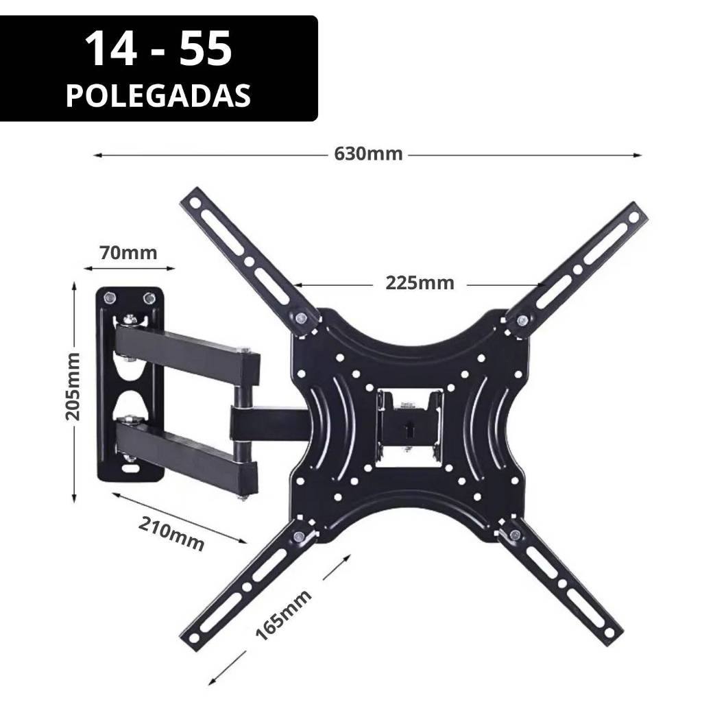 Suporte De Parede Para Tv/monitor Articulado De 14 Até 55 Polegadas