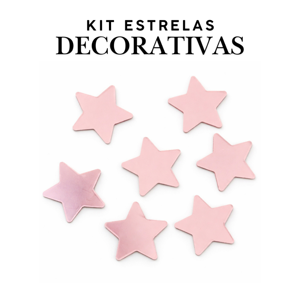 Kit 25 Estrelas Decorativas 3,5cm em Acrílico Espelhado Parede Quarto Escola