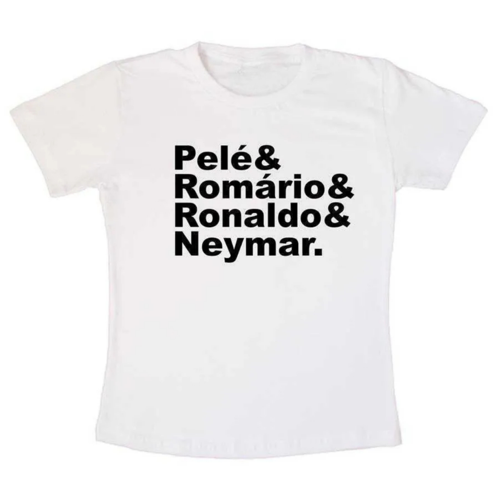 Camisa Camiseta Unissex Pelé & Romário & Ronaldo & Neymar Brasil Copa Do Mundo Futebol Hexa