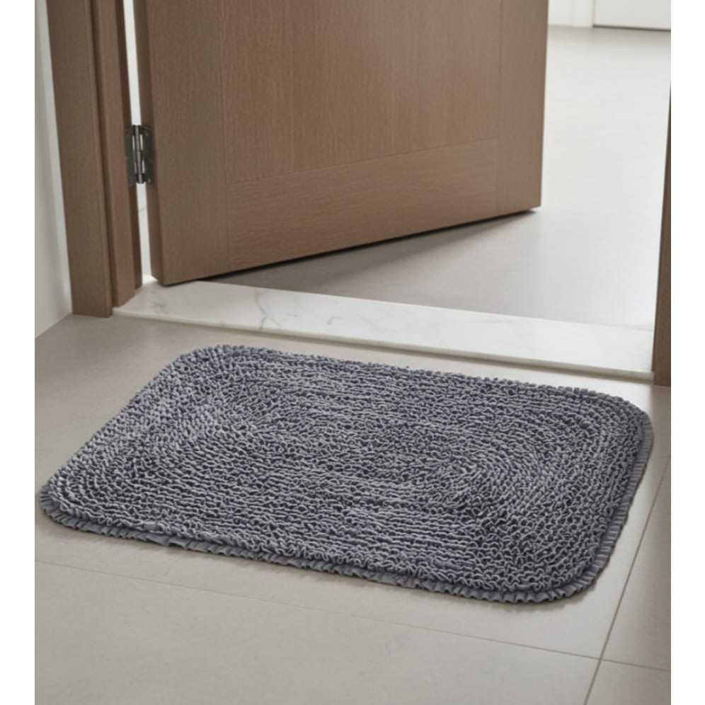 Tapete Fru Fru De Porta Sala Banheiro Cozinha Sala 60 x 40cm Cinza