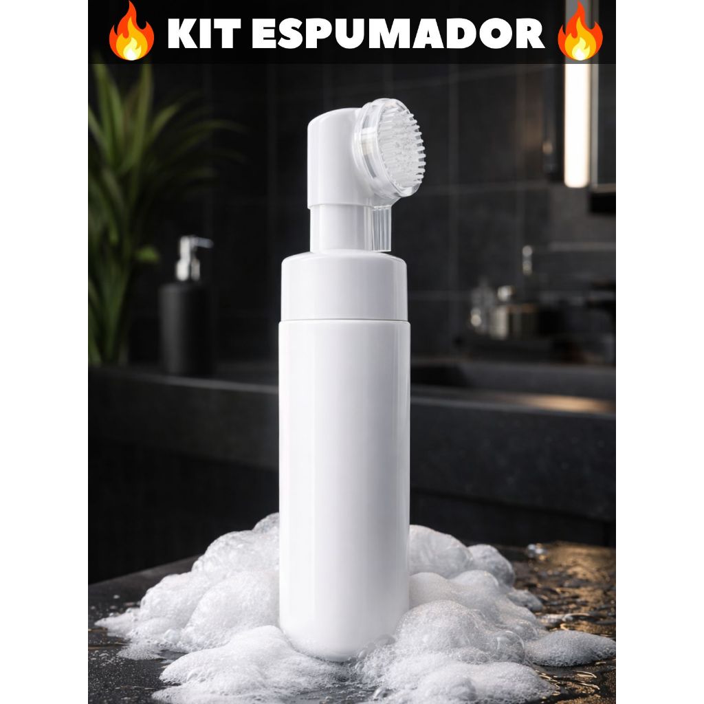 kit Frasco Pump Espumador com Escova Silicone 1,2 ou 5 und 200ml/100ml Skin Care Limpeza Massageador Facial em Oferta na Shopee