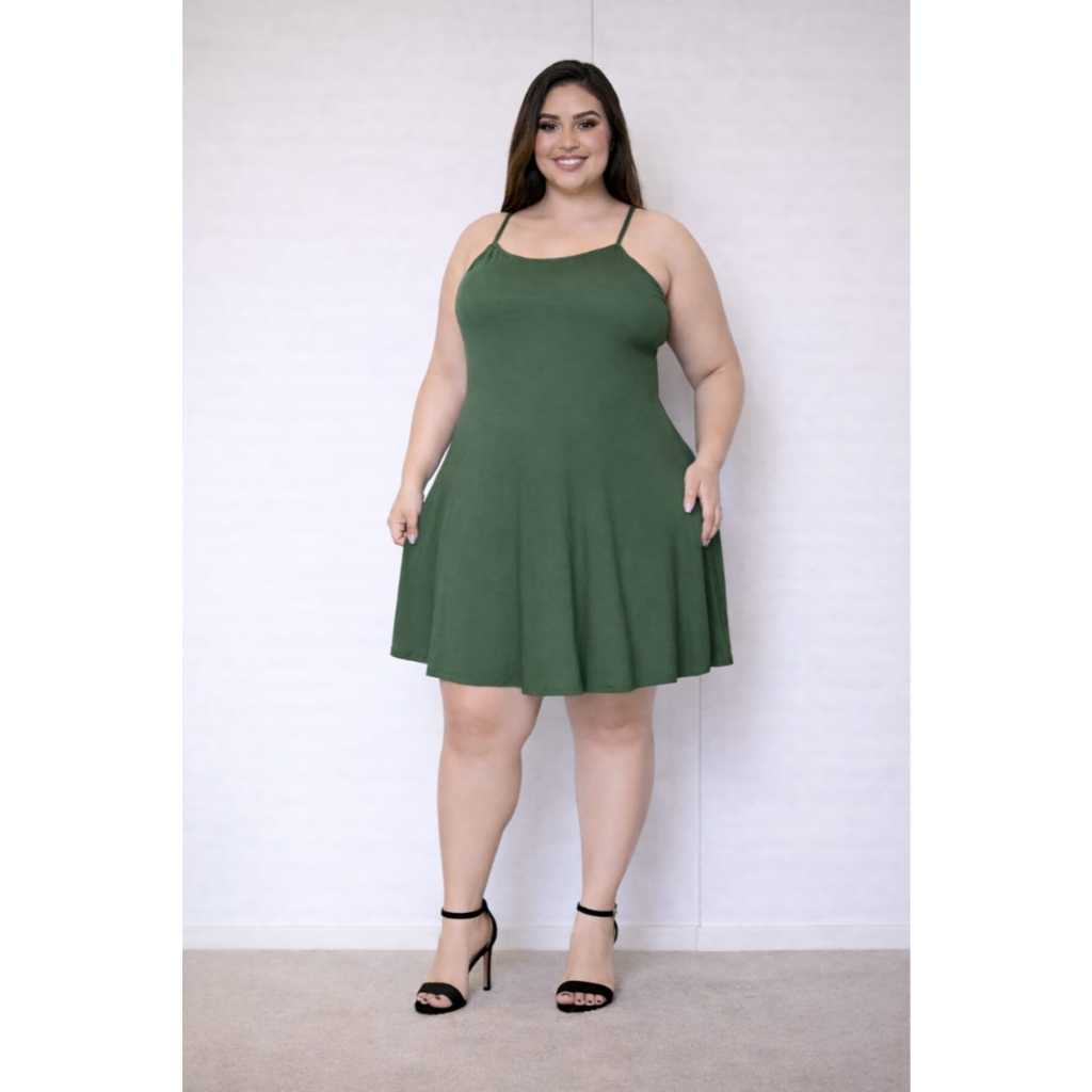 Vestido Plus Size Feminino de Alcinha Soltinho Viscolycra Casual Confortável Verão G1 G2 G3 em Oferta na Shopee