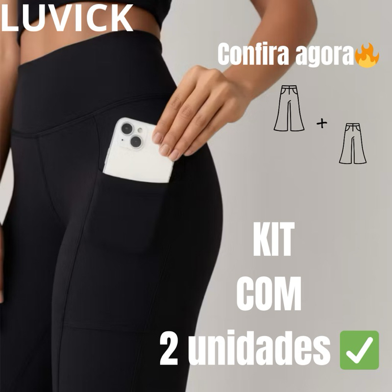 KIT Calça Leging Com Bolso Zero Transparência Tecido Grosso em Oferta na Shopee