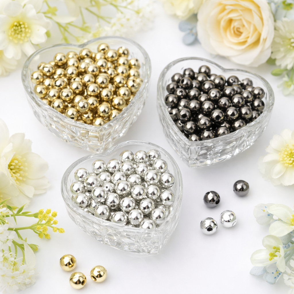 Pérola Abs Banhado Dourado/Prata/Grafite Furo Passante 3/6/8/10/12/14/16/18mm em Oferta na Shopee