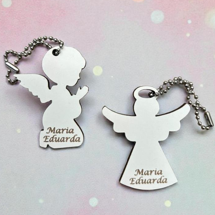 Lembrancinha Batizado Eucaristia Chaveiro MDF Anjo Personalizado Maternidade Bebê Kit com 10, 30, 50, 80 e 100.