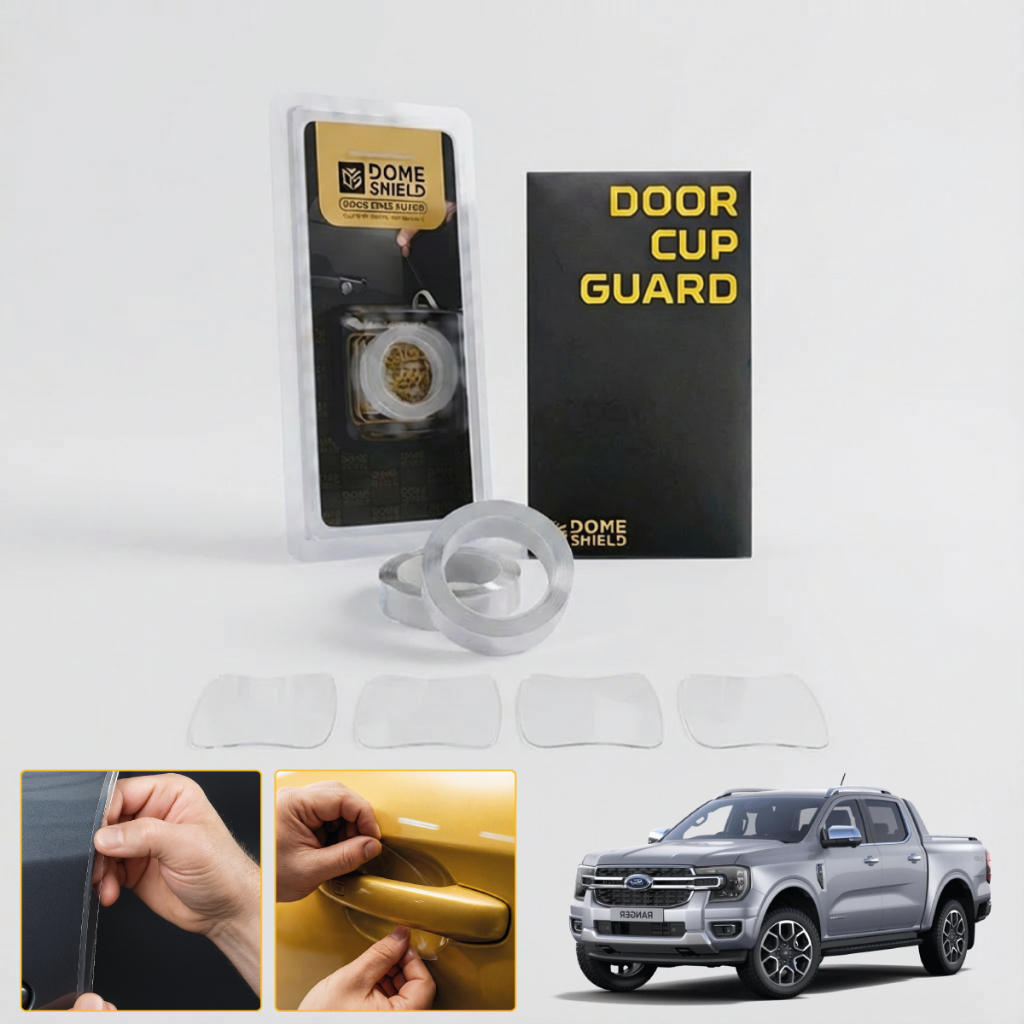 Ford Ranger - Kit Adesivo Película PPF Porta Copa Maçaneta + Cantos Porta Protetor Transparente Carro