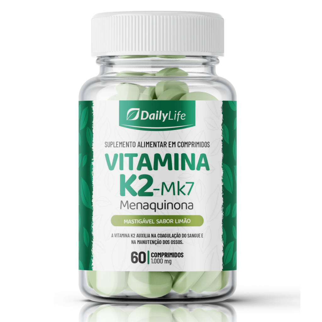Vitamina K2 MK7 60 Comprimidos 1000mg  Mastigáveis Sabor Limão em Oferta na Shopee