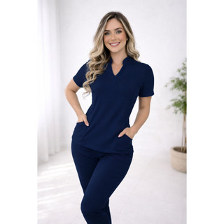 Pijama Cirúrgico Hospitalar Feminino de Malha | Scrub Com Elastano | Conjunto | Uniforme …