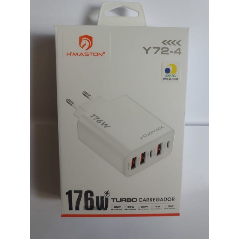 carregador Hmaston turbo 176W 5 saída USB-C + USB-A carregador rapido multipla portas fonte carregador potente