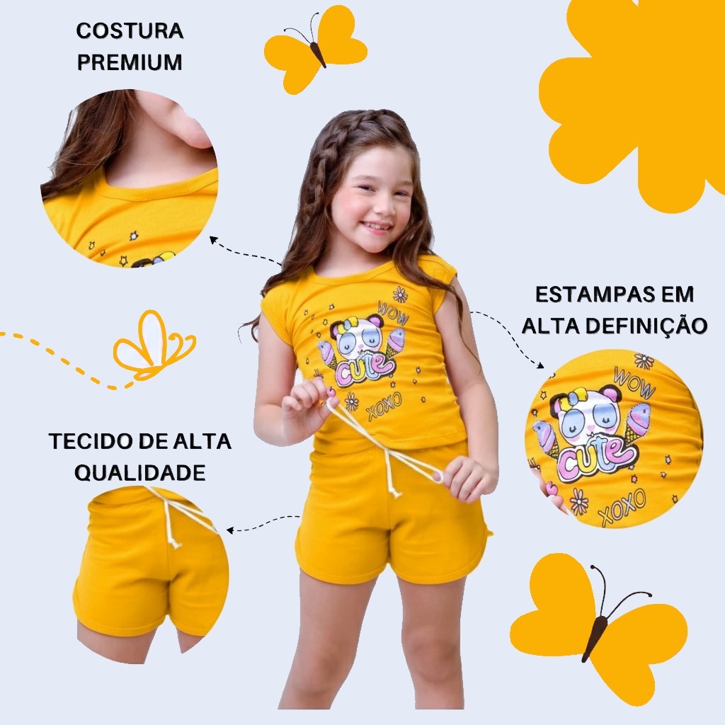 Kit Sortido de 04 e 02 Peças de Roupa – Conjunto Infantil Menina Verão Feminino