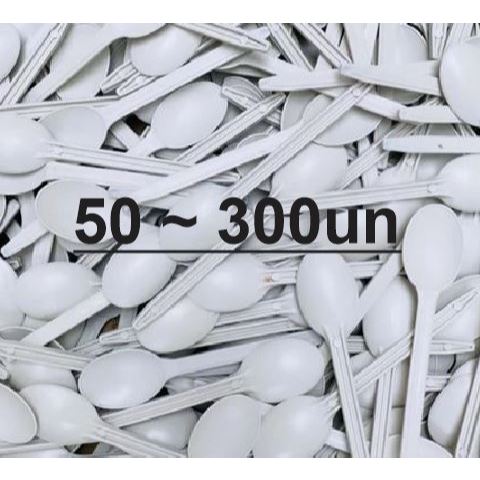 50~300 🥄Colheres Branca Descartáveis Reforçadas Flexíveis para Sobremesa e Sorvete 🍦