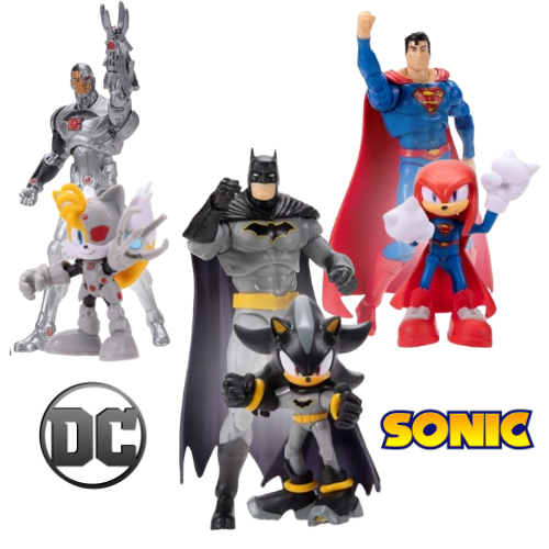 Pack 2 Bonecos Articulados Sonic Warner Com Heróis Dc - Sunny Brinquedos