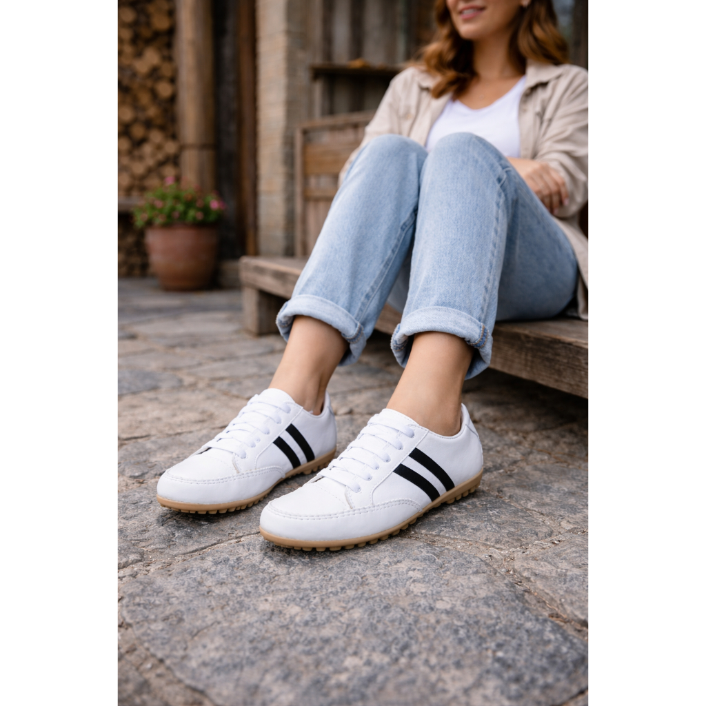 Tênis Feminino em Couro Sapatênis Mocassim Branco Confortável