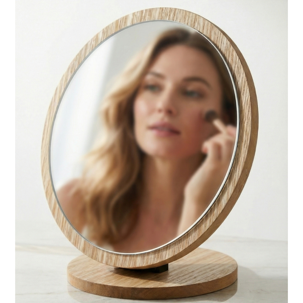 Kit 1,2 ou 3 Espelhos De Mesa Para Maquiagem Portátil Decorativo Bambu Moderno Lindo e Dobrável em Oferta na Shopee