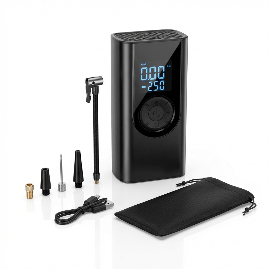 Compressor Portátil com Visor Digital e Bateria Interna 1500mAh Wassay para Pneus e Infláveis