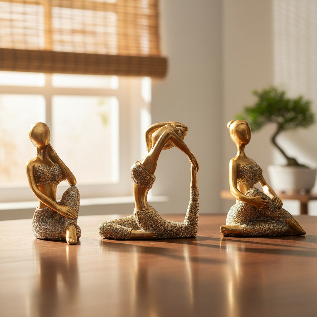 Imagem Kit Com 3 Estátuas Enfeite Decorativo Meditação Posições De Yoga Ioga Buda 6cm