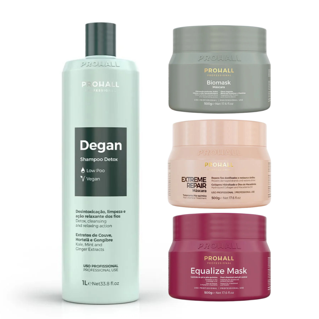 Tratamento Prohall - Shampoo Degan + Cronograma 3 Etapas