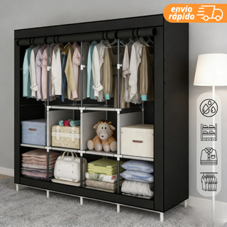 Guarda Roupa de Casal Dobrável Organizador De Roupas Multiuso Armário Organizador com Div…