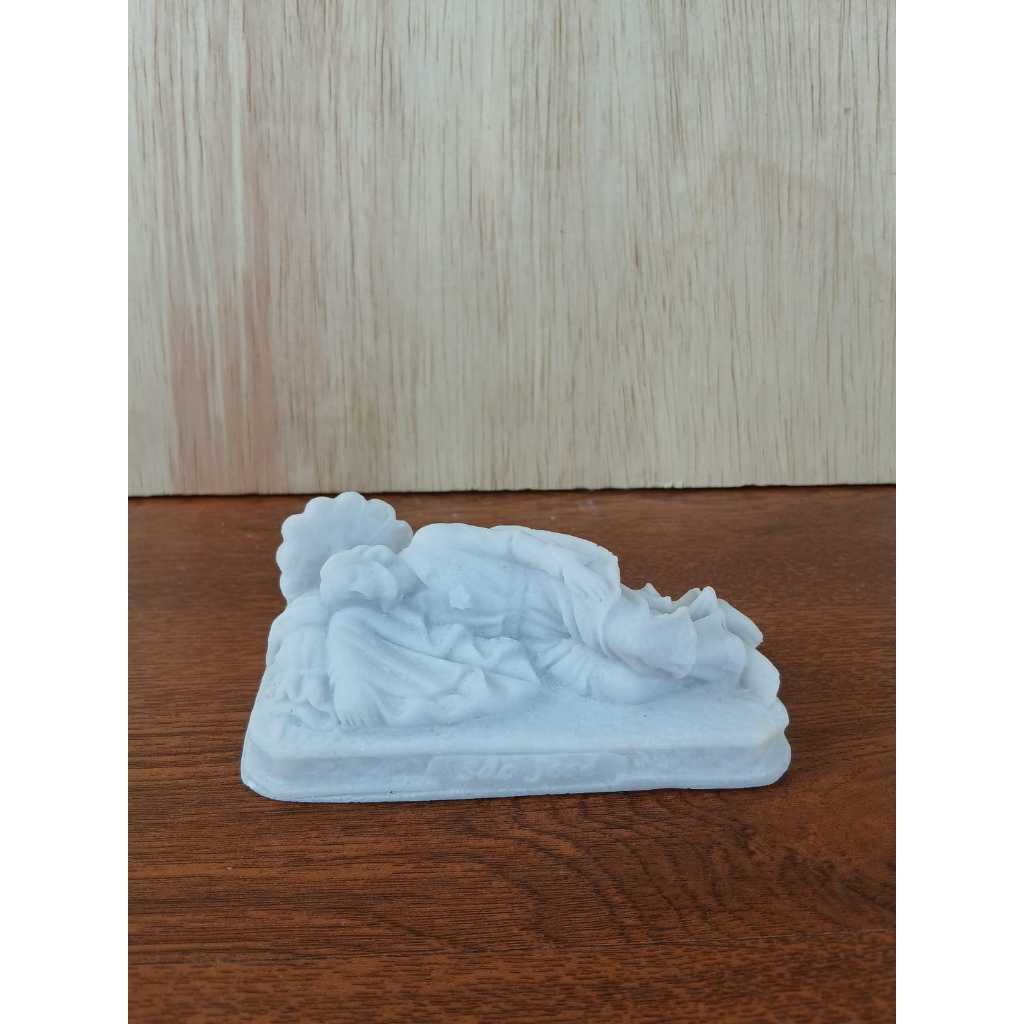 São José Dormindo 12cm Mármore Estátua Católica Decorativa Altar Casa Presente Fé Proteção Espiritual