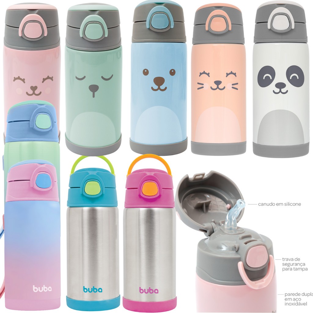 Garrafa Térmica Buba Garrafinha Garrafa de água infantil buba termico Copo térmico- inox parede dupla em Oferta na Shopee