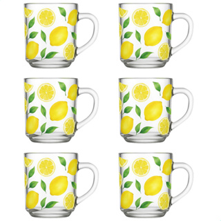 Kit Jogo De Xicara Caneca De 230ml De Vidro Decorado Limão Siciliano em Oferta na Shopee